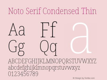 Noto Serif Condensed Thin Version 2.002; ttfautohint (v1.8.2)图片样张