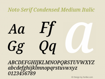 Noto Serif Condensed Medium Italic Version 2.005图片样张
