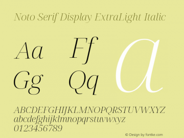 Noto Serif Display ExtraLight Italic Version 2.002; ttfautohint (v1.8.2)图片样张