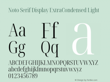 Noto Serif Display ExtraCondensed Light Version 2.005; ttfautohint (v1.8.4) -l 8 -r 50 -G 200 -x 14 -D latn -f none -a qsq -X 