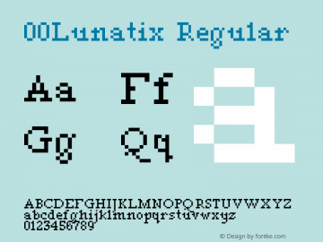 00Lunatix Regular 1.00 Font Sample