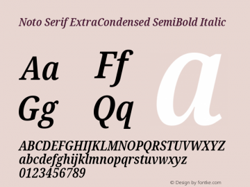 Noto Serif ExtraCondensed SemiBold Italic Version 2.003图片样张