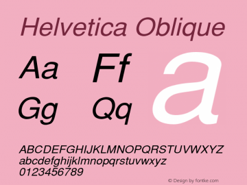 Helvetica Oblique 001.000 Font Sample