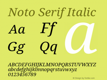 Noto Serif Italic Version 2.005图片样张