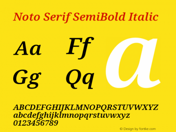 Noto Serif SemiBold Italic Version 2.002; ttfautohint (v1.8.2)图片样张