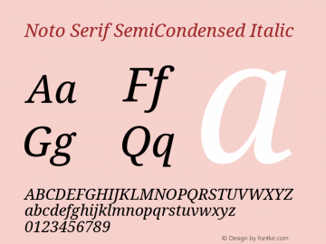 Noto Serif SemiCondensed Italic Version 2.003图片样张