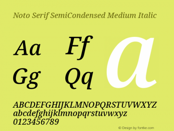Noto Serif SemiCondensed Medium Italic Version 2.003图片样张