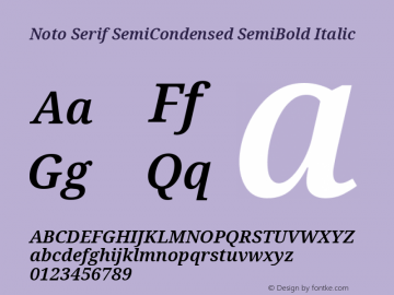 Noto Serif SemiCondensed SemiBold Italic Version 2.003图片样张