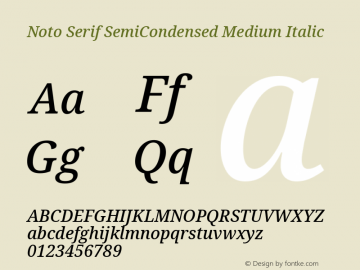 Noto Serif SemiCondensed Medium Italic Version 2.005图片样张
