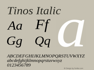 Tinos Italic Version 1.33; ttfautohint (v1.8.2)图片样张