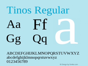 Tinos Regular Version 1.33; ttfautohint (v1.8.2)图片样张