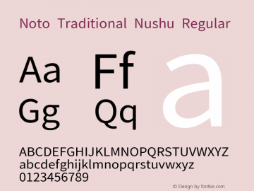 Noto Traditional Nushu Regular 2.000; ttfautohint (v1.8.4) -l 8 -r 50 -G 200 -x 14 -D latn -f none -a qsq -X 