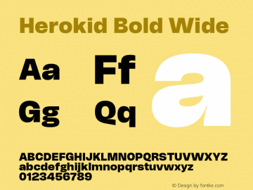 Herokid Bold Wide Version 1.000;hotconv 1.0.109;makeotfexe 2.5.65596图片样张