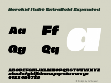 Herokid Italic ExtraBold Expanded Version 1.000;hotconv 1.0.109;makeotfexe 2.5.65596图片样张