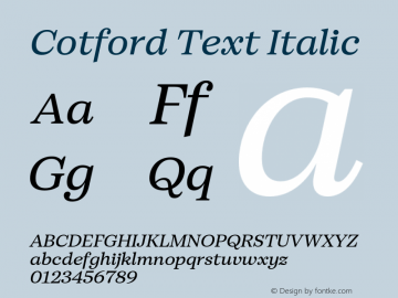 Cotford Text Italic Version 1.00图片样张