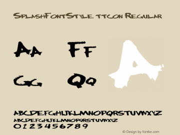 SplashFontStyle ttcon Regular Altsys Metamorphosis:10/27/94 Font Sample