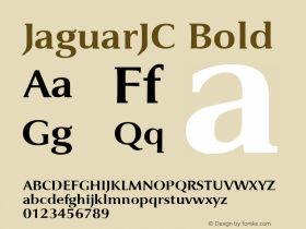 JaguarJC Bold Macromedia Fontographer 4.1 23/4/96 Font Sample