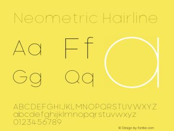 Neometric-Hairline Version 1.000;PS 001.000;hotconv 1.0.88;makeotf.lib2.5.64775;YWFTv17图片样张