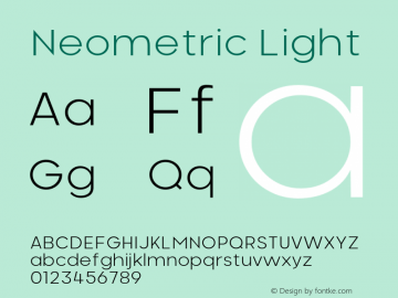 Neometric-Light Version 1.000;PS 001.000;hotconv 1.0.88;makeotf.lib2.5.64775;YWFTv17图片样张