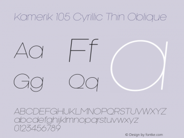 Kamerik105Cyrillic-ThinOblique Version 1.001图片样张