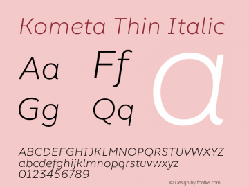 Kometa-ThinItalic Version 1.790图片样张