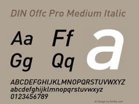 DIN Offc Pro Medium Italic Version 7.504; 2009; Build 1022图片样张