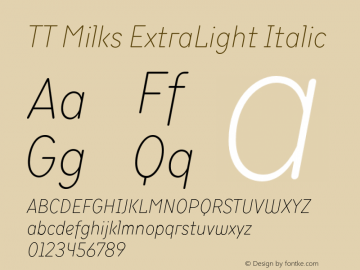 TTMilks-ExtraLightItalic Version 1.000图片样张