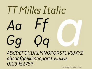 TTMilks-Italic Version 1.000图片样张