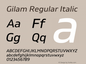 Gilam Regular Italic Version 1.000;PS 001.000;hotconv 1.0.88;makeotf.lib2.5.64775图片样张