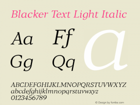 BlackerText-LightItalic Version 1.0 | w-rip DC20180110图片样张
