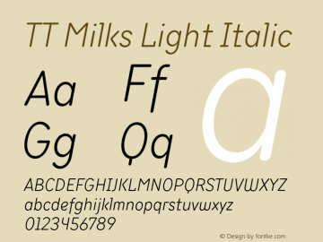 TTMilks-LightItalic Version 1.000图片样张