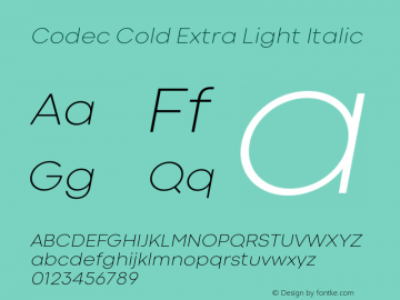 Codec Cold Extra Light Italic 1.000图片样张