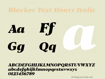 BlackerText-HeavyItalic Version 1.0 | w-rip DC20180110图片样张