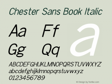 Chester Sans Book Italic 图片样张