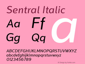 Sentral Italic Version 1.000; ttfautohint (v1.6)图片样张