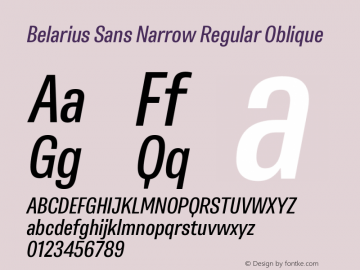 Belarius Sans Narrow Regular Oblique Version 1.001; ttfautohint (v1.8.3)图片样张