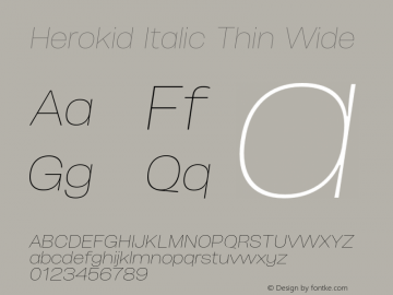 Herokid Italic Thin Wide Version 1.000;hotconv 1.0.109;makeotfexe 2.5.65596图片样张