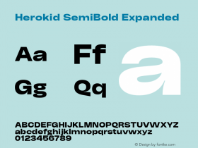 Herokid SemiBold Expanded Version 1.000;hotconv 1.0.109;makeotfexe 2.5.65596图片样张