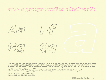 BD Megatoya Outline Black Italic Version 1.000;hotconv 1.0.109;makeotfexe 2.5.65596图片样张