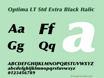 OptimaLTStd-XBlackItalic Version 2.086;PS 005.000;hotconv 1.0.67;makeotf.lib2.5.33168图片样张