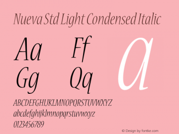 NuevaStd-LightCondItalic Version 2.081;PS 002.000;hotconv 1.0.67;makeotf.lib2.5.33168图片样张