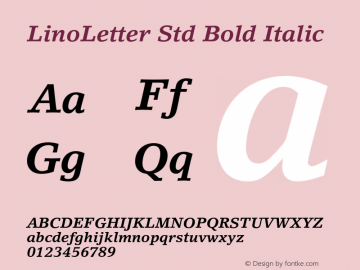 LinoLetterStd-BoldItalic Version 2.106;PS 005.000;hotconv 1.0.67;makeotf.lib2.5.33168图片样张