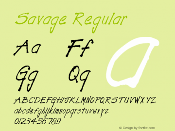 Savage Regular Altsys Fontographer 3.5  11/18/92图片样张