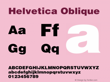 Helvetica Oblique 001.001 Font Sample