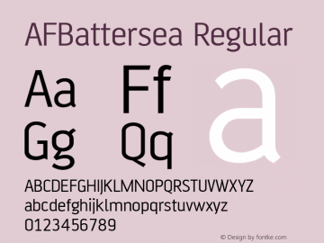 AFBattersea Regular Version 001.000 Font Sample