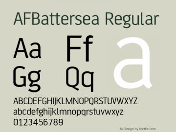 AFBattersea Regular Version 1.00 Font Sample
