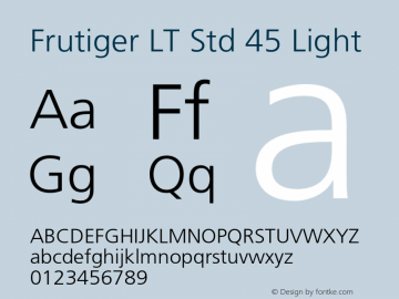 FrutigerLTStd-Light Version 2.101;PS 005.000;hotconv 1.0.67;makeotf.lib2.5.33168图片样张