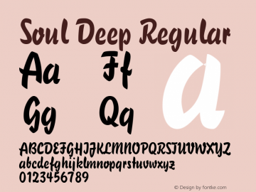 Soul Deep Regular Macromedia Fontographer 4.1.3 10/27/03 Font Sample