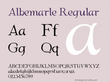 Albemarle Regular Macromedia Fontographer 4.1.4 4/4/01 Font Sample