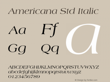 AmericanaStd-Italic Version 2.101;PS 005.000;hotconv 1.0.67;makeotf.lib2.5.33168图片样张